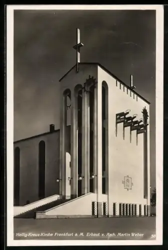 AK Frankfurt-Bornheim, Heilig-Kreuz-Kirche im Bauhaus-Stil