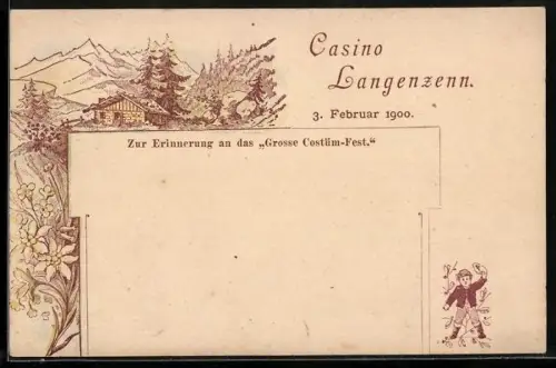 Lithographie Langenzenn, Grosses Kostüm-Fest 1900, Casino Langenzenn