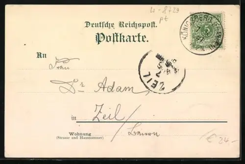 Lithographie Königsberg /Franken, Regiomontanushaus, Rathaus und Kirche, Brunnen