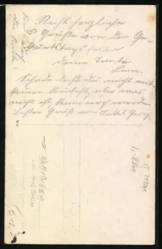 Foto-AK Wettringen bei Ansbach, Zweistöckiges Gasthaus mit Schülergruppe