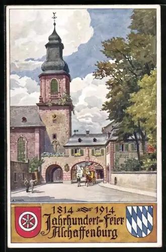 AK Aschaffenburg, Jahrhundertfeier 1814-1914, Wappen