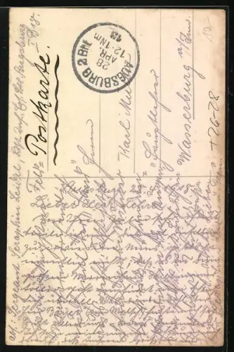 Steindruck-AK Augsburg, Ansicht vom Wertachbrucker Tor