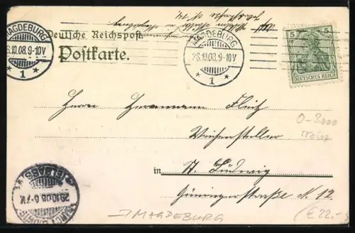 AK Magdeburg, Gasthof Zu den drei Kaisern, Regierungsstrasse 27/28, mit Gartenansichten, Eule