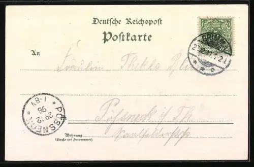 Lithographie Golzern, Brücke mit Ort Kamerun, Teilansicht mit Brücke, Gasthaus