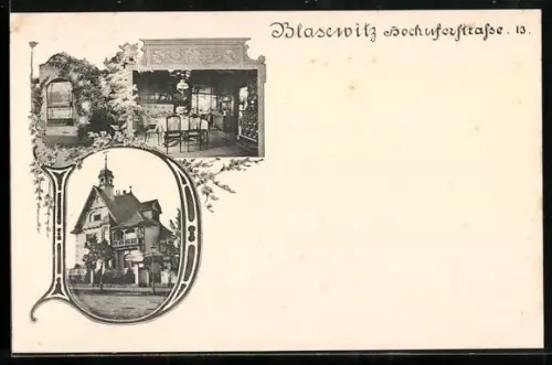 AK Dresden-Blasewitz, Haus Hochuferstrasse 13, Villa mit Innenansicht und Gartentor