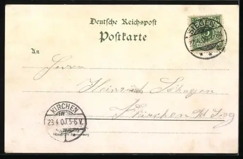 Lithographie Marienborn / Siegen, Gesamtansicht, Gasthof zum Jägerheim, Inh. A. Vogel