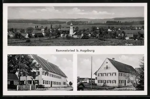 AK Rommelsried b. Augsburg, Brauerei und Gasthaus M. Zott, Ökonomie-Anwesen