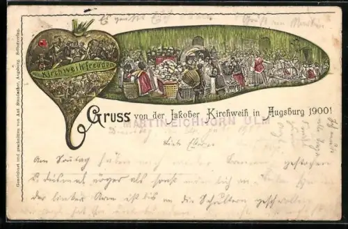 Künstler-AK Augsburg, Jakober Kirchweih 1900, Kirchweihfreuden