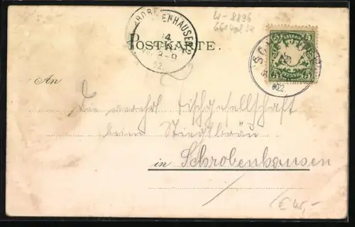 Lithographie Schiltberg, Gasthaus von Xaver Lechner, Doktor-Haus, Strassenpartie