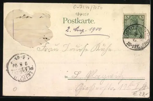 Lithographie Kapsdorf, Restaurant Weinberg, Bes. Fr. Aug. Junge, Brauerei mit dem Kl. Berg