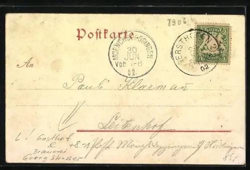 Lithographie Gersthofen, Bier-Brauerei Strasser