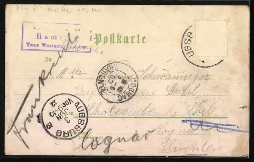 Lithographie Hammel / Augsburg, Gastwirtschaft v. A. Reitmayr, Ortsansicht