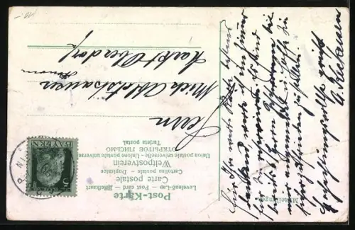 Künstler-AK Augsburg, Bamberger Hof, Innenansichten Conzert-Saal und Gesellschafts-Zimmer