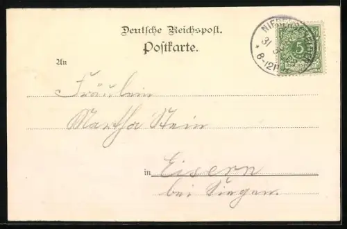 Künstler-AK Niederschelden, Gasthaus von Aug. Fischbach, Totalansicht