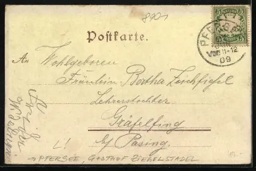 Lithographie Pfersee, Gasthof Ziegelstadel, Bes. F. Kranzfelder