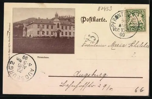 AK Pfronten-Berg, Blick auf die Kirche, rückseitig Waisenhaus