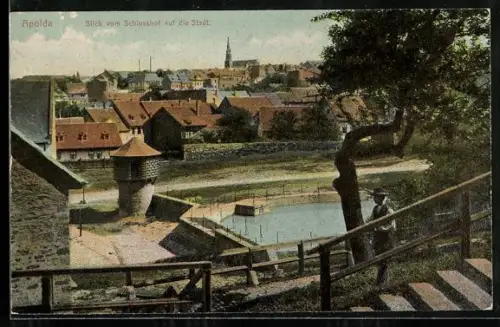 AK Apolda, Blick vom Schlosshof auf die Stadt