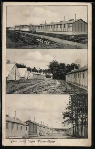 AK Lager Hammelburg, Blick auf die Baracken und Zelte