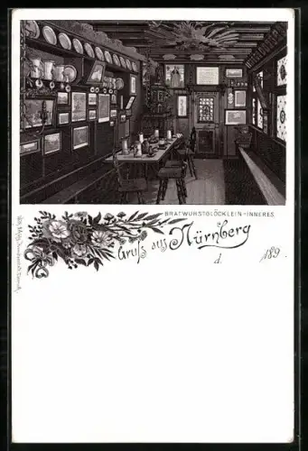 AK Nürnberg, Restaurant Bratwurstglöcklein-Inneres