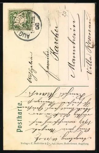 AK Augsburg, Partie am Rathaus im Winter