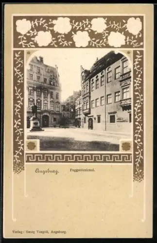 AK Augsburg, Partie am Fuggerdenkmal