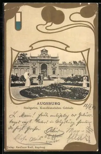 AK Augsburg, Stadtgarten, Kunsthistorisches Gebäude