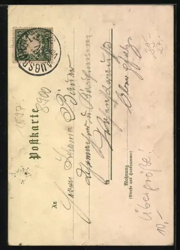 Lithographie Augsburg, Rathaus und Perlachturm, Zeughaus, Herkulesbrunnen, Der goldne Saal