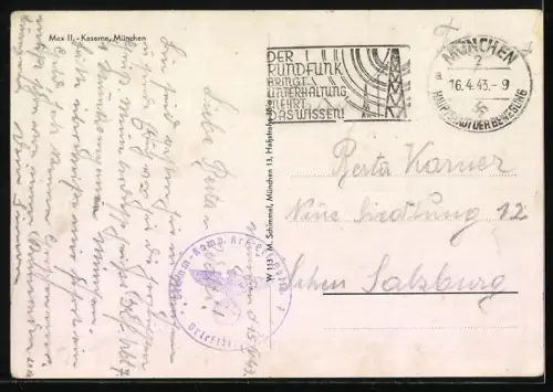 AK München-Neuhausen, Max II.-Kaserne mit Sportplatz