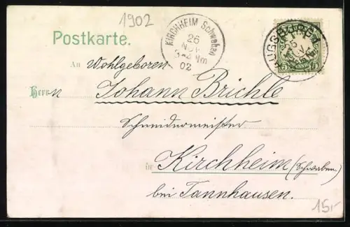 AK Augsburg, Blick auf das Stadttheater, 25-jähriges Jubiläum 1877-1902