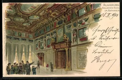 Lithographie Augsburg, Goldener Saal im Rathaus