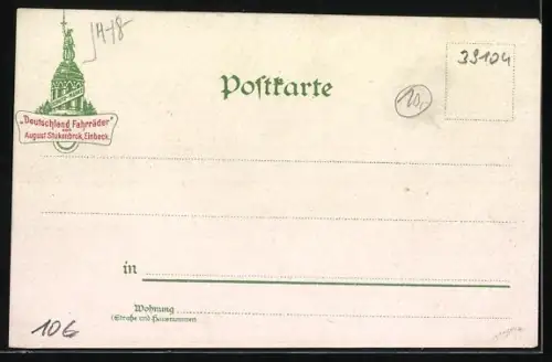 Lithographie Magdeburg, Hasselbach-Brunnen, Grusonsches Gewächshaus, Friesen-Denkmal