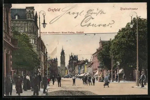 AK Crefeld, Blick in die Rheinstrasse