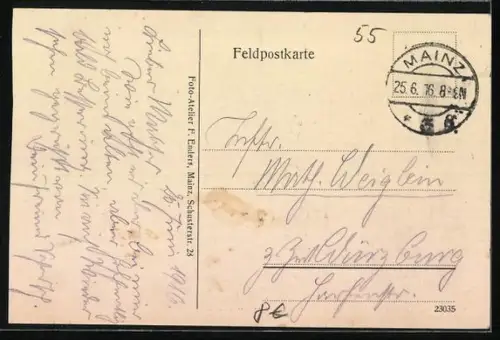 AK Mainz, Festungslazarett, Teillaz. Feldbergschule