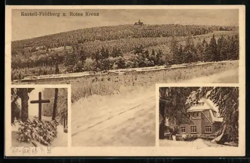 AK Kastell-Feldberg / Taunus, Kurhaus Rotes Kreuz, Besitzer Joseph Dinges