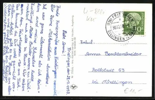 AK Fristingen, Krichenpartie, Hauptstrasse, Dorfplatz mit Gasthaus z. Lamm, Gemischtw. E. Greck