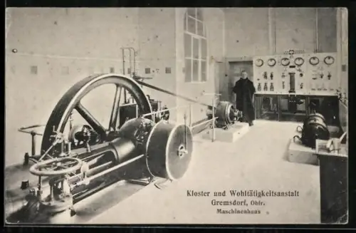 AK Gremsdorf /Obfr., Maschinenhaus in der Wohltätigkeitsanstalt Gremsdorf