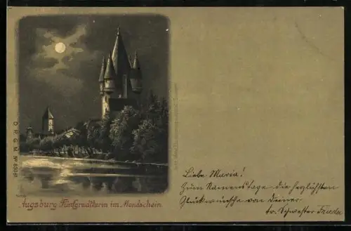 Mondschein-Lithographie Augsburg, Fünfgradtturm