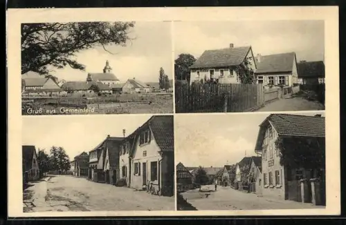 AK Gemeinfeld, Kirche, Wohnhäuser, Strassenansichten