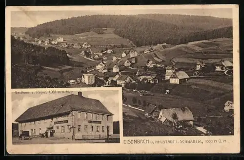 AK Eisenbach / Schwarzwald, Gesamtansicht & Gasthaus z. Kreuz