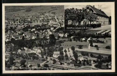 AK Eimeldingen, Gasthaus zum Löwen v. S. Streich, Panorama v. Flugzeug