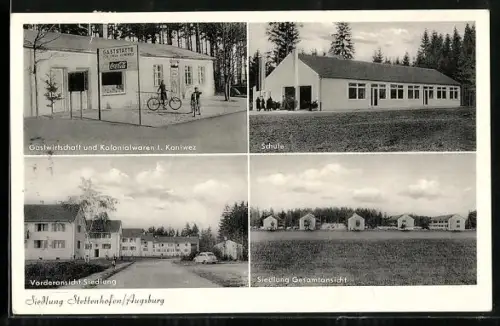 AK Stettenhofen, Siedlung, Schule, Gastwirtschaft u. Kolonialwaren Konowitz, Gesamtansicht