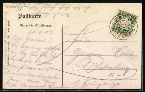 AK Augsburg, Domkirche, Weisse Brieftauben, Passepartout