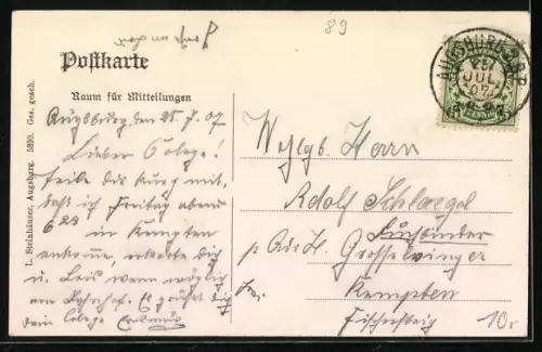 AK Augsburg, Ansicht des Stadttheaters, Brieftauben