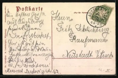 Grusskarten-AK Augsburg, Blumenmädchen, Partie am Jakobertor