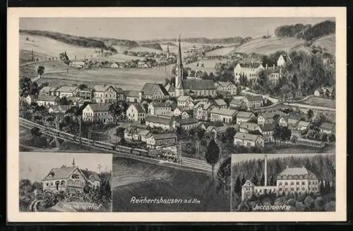 Künstler-AK Reichertshausen a. d. Ilm, Joccawerke, Mariannenhof, Teilansicht