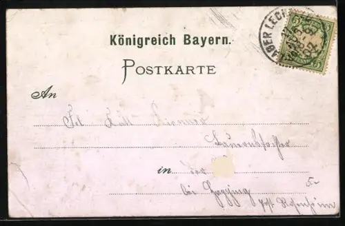 Lithographie Lechfeld, Truppenübungslager aus der Vogelschau m. Eisenbahn & Bahnhof