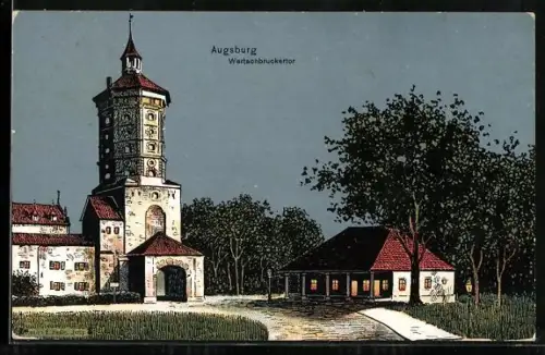Künstler-AK Eugen Felle: Augsburg, Wertschbruckertor