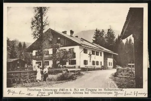 AK Saulgrub, Blick zum Forsthaus Unternogg