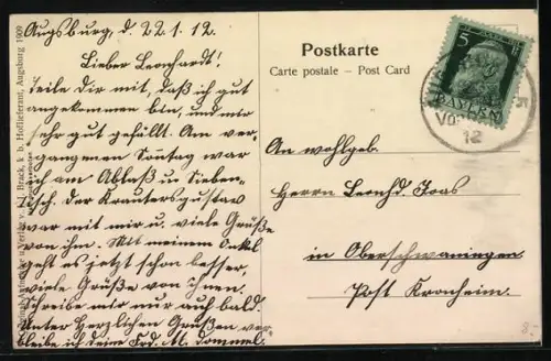 AK Augsburg, Parade auf der mittleren Maximilianstrasse, Geschäfte