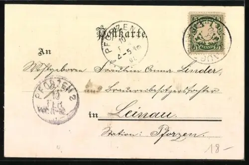 Lithographie Augsburg, Kaiserstrasse mit Schiefsgraben, Neue Turnhalle